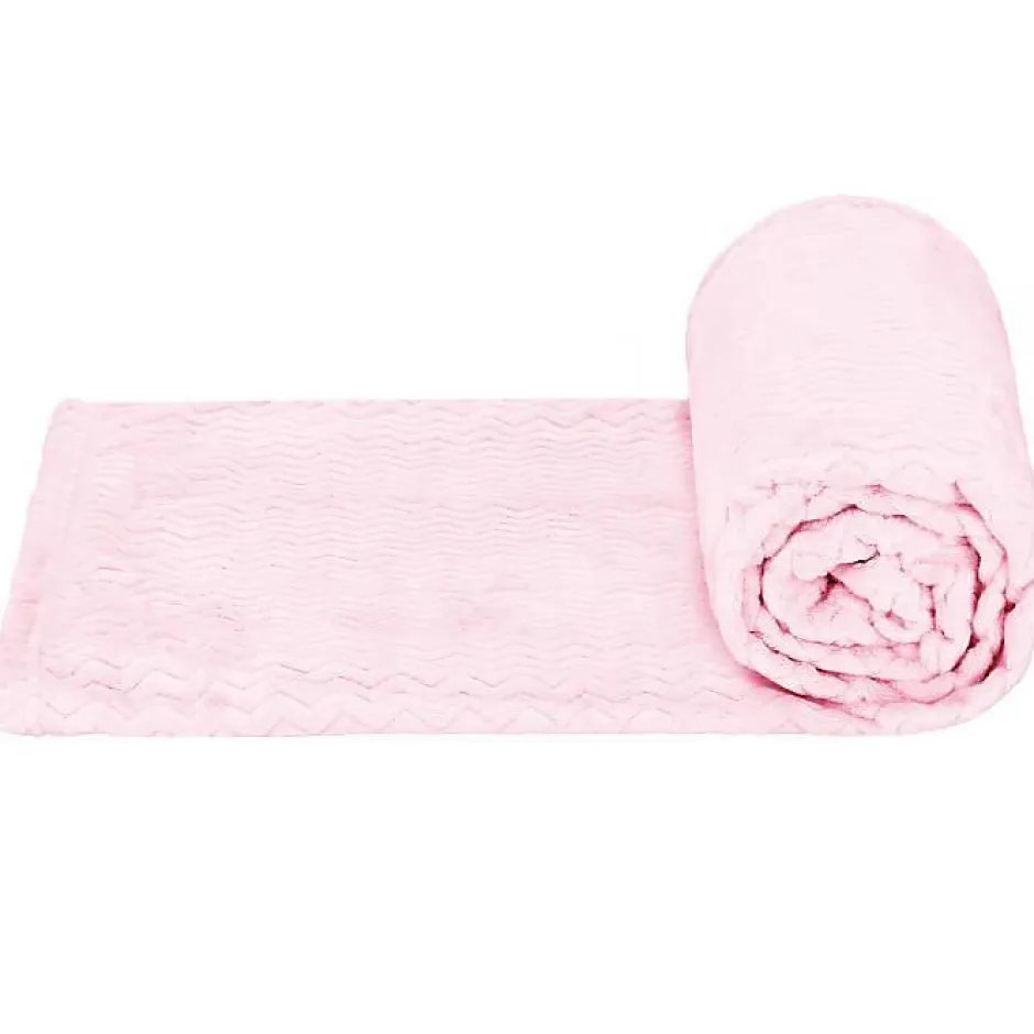 Springos Couvre-lit - - zigzag - 200x220 cm - rose clair - extra soft Hot