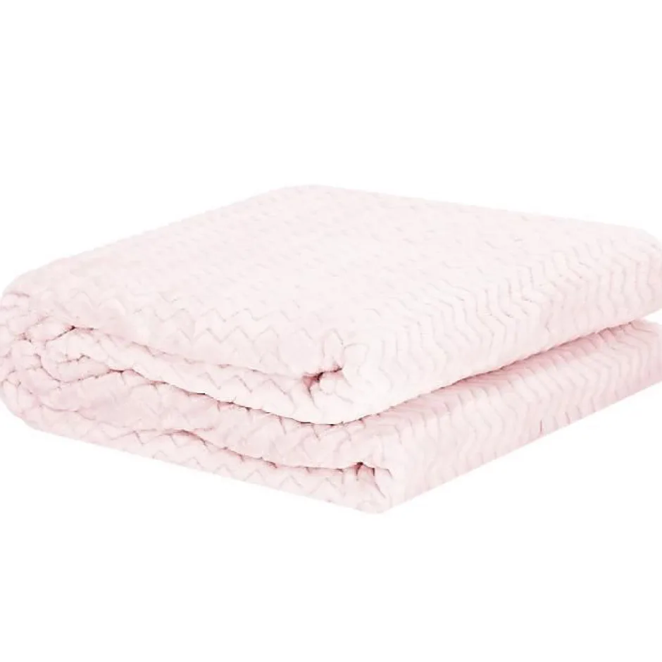 Springos Couvre-lit - - Zigzag - 160x200 cm - Rose clair - Extra soft