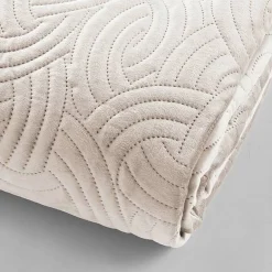 Douceur D'Intérieur Couvre-lit Velours Uni Solange 220 x 240 cm Naturel + 2 housses de coussins 60x60 cm Clearance