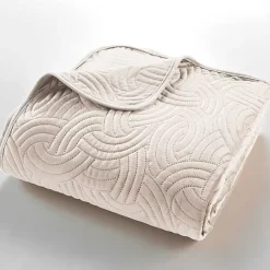 Douceur D'Intérieur Couvre-lit Velours Uni Solange 220 x 240 cm Naturel + 2 housses de coussins 60x60 cm Clearance