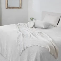 Linnea Couvre-lit 260x240 cm coton collection PAROS blanc neige Online