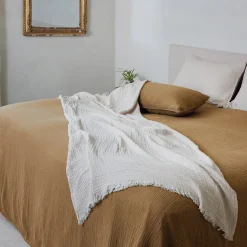 Linnea Couvre-lit 260x240 cm coton collection PAROS marron houblon