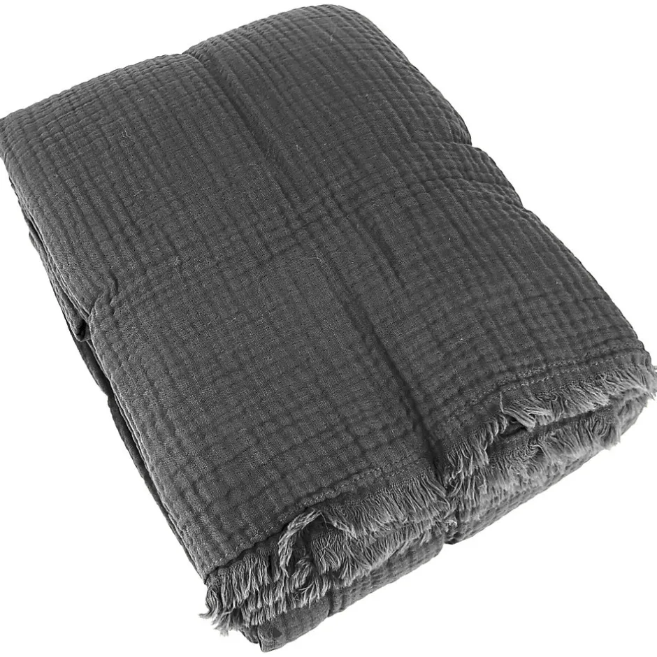 Linnea Couvre-lit 150x200 cm coton collection PAROS noir caviar
