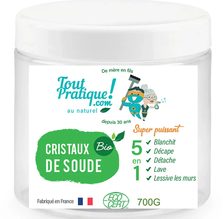 Guard Industrie Cristaux de Soude Bio 700g en Pot Réutilisable Qualité Supérieure Naturel Français