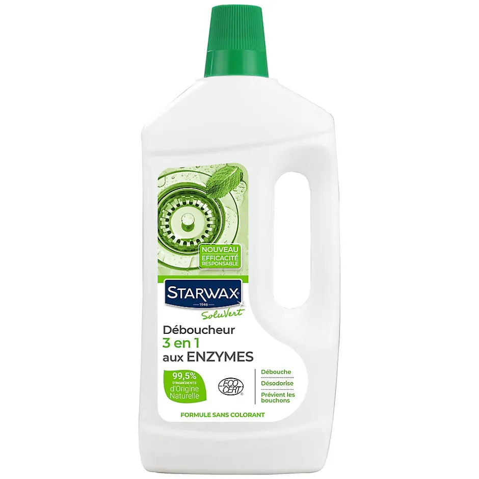 Starwax Déboucheur 3 en 1 aux enzymes SoluVert 1L