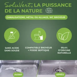Starwax Déboucheur 3 en 1 aux enzymes SoluVert 1L