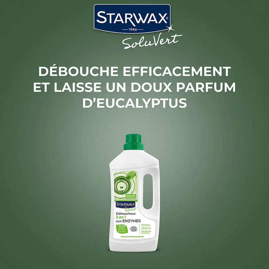 Starwax Déboucheur 3 en 1 aux enzymes SoluVert 1L