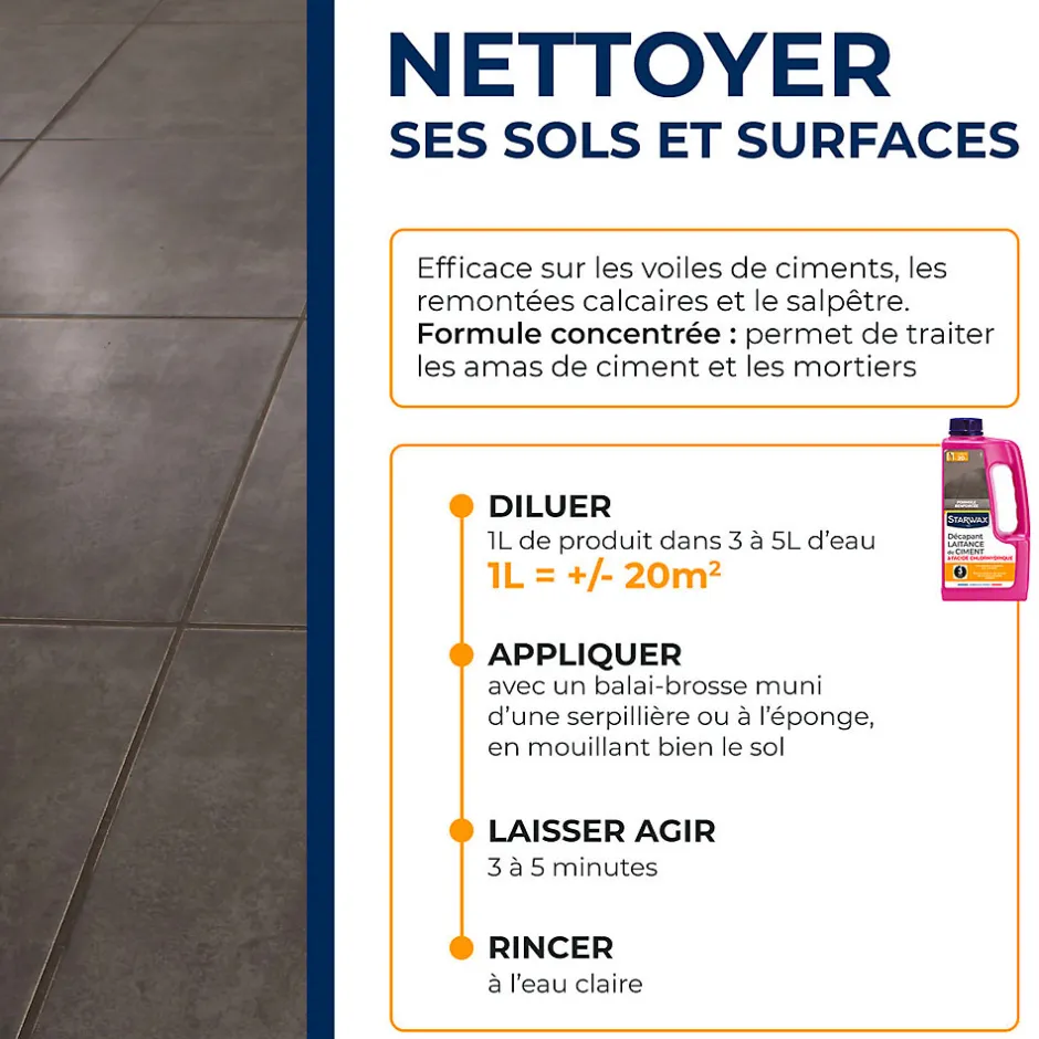 Starwax Décapant laitance de ciment carrelages 1L