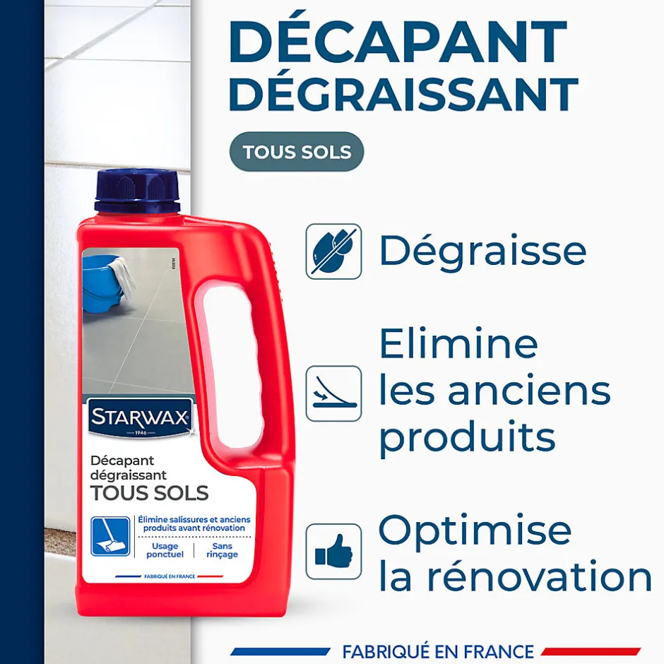 Starwax Décapant sans rinçage avant rénovation sols intérieurs 1L
