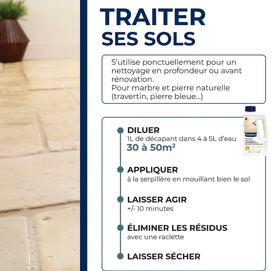 Starwax Décapant sans rinçage marbre et pierres naturelles 1L Best