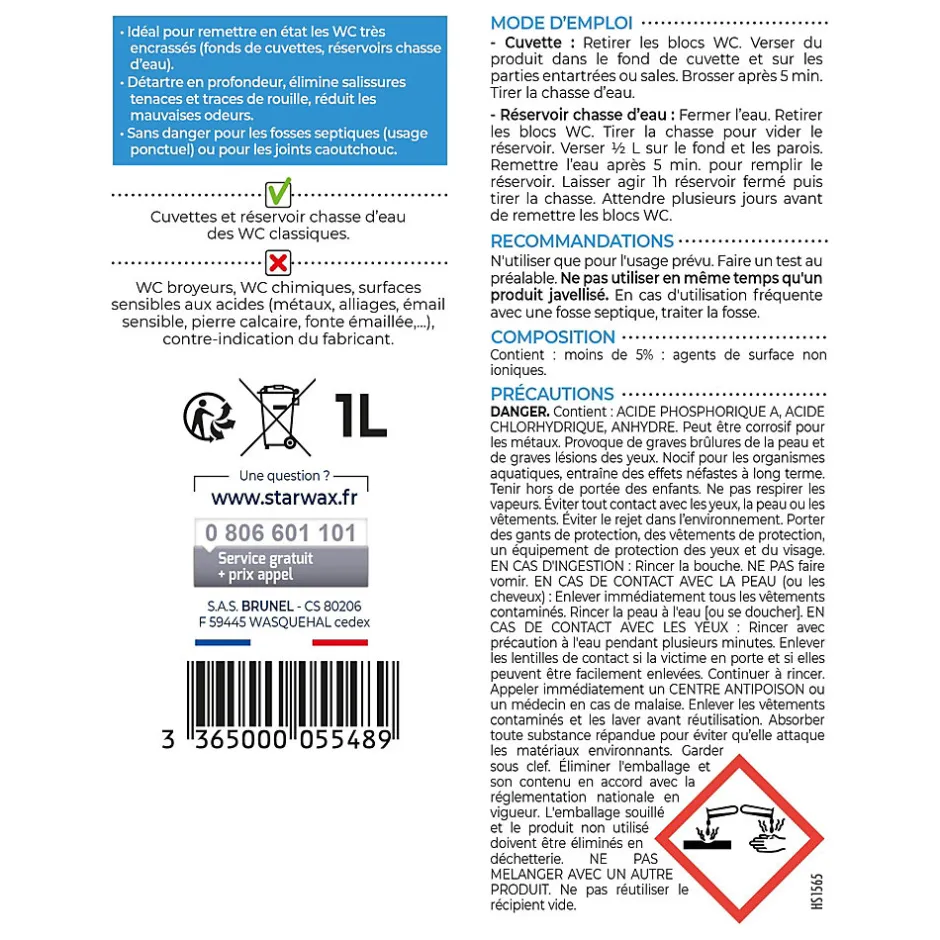 Starwax Décapant WC choc rénovateur 1L