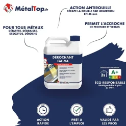Metaltop Derochant Galva Aluminium Chrome Béton - 5 L - Métaltop Outlet