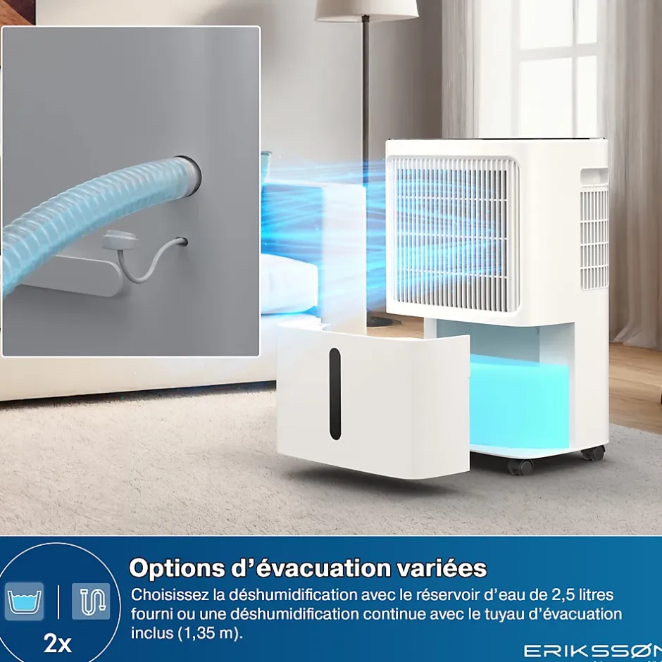 Eriksson Deshumidificateur - Dry Pro Plus - Blanc - Déshumidifie jusqu'à 16 litres par jour Outlet