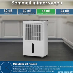 Eriksson Deshumidificateur - Dry Pro Plus - Blanc - Déshumidifie jusqu'à 16 litres par jour Outlet