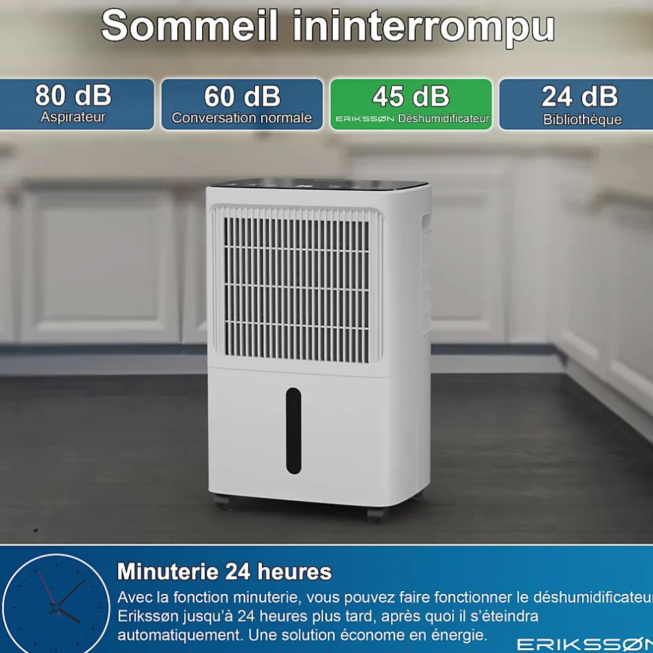 Eriksson Deshumidificateur - Dry Pro Plus - Blanc - Déshumidifie jusqu'à 16 litres par jour Outlet