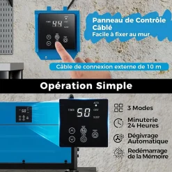 Giantex Deshumidificateur d Air Industriel 73,5L/Jour, 20%-90% Humidité, 2 Méthodes Drainage, Bleu Best