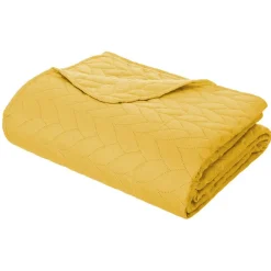 Atmosphera Créateur D'Intérieur Dessus de lit + 2 taies "Tressé" jaune moutarde - 260x240 cm - Atmosphera Clearance