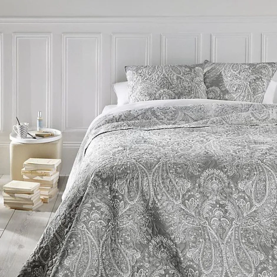 Atmosphera Dessus de lit 260 x 240 cm + 2 Taies 60 x 60 cm "Marie" - Gris