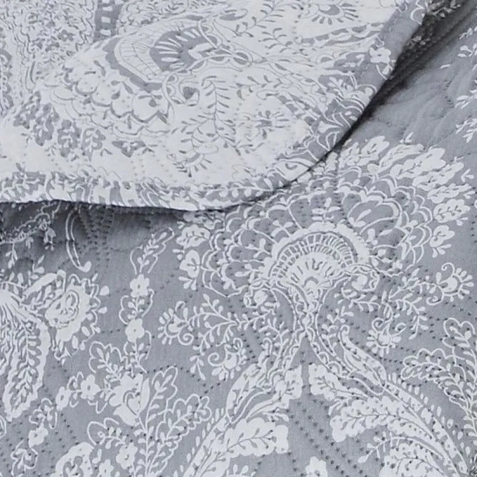 Atmosphera Dessus de lit 260 x 240 cm + 2 Taies 60 x 60 cm "Marie" - Gris