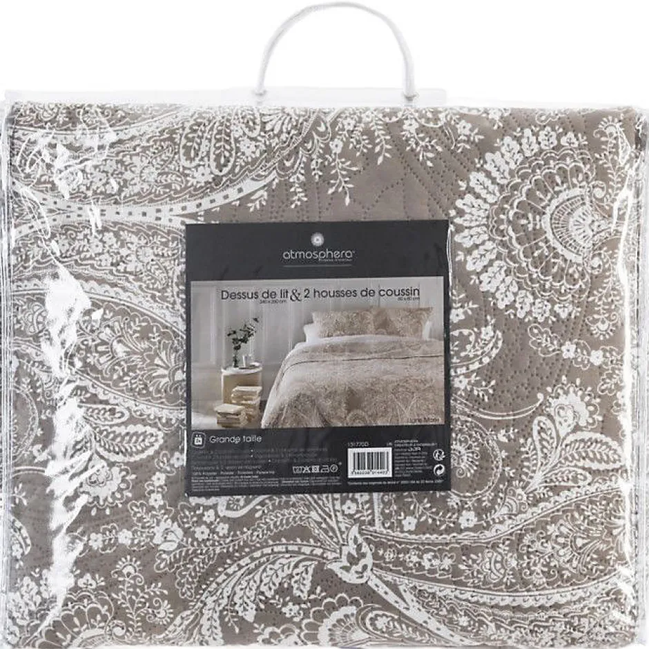 Atmosphera Dessus de lit 260 x 240 cm + 2 Taies 60 x 60 cm "Marie" - Lin