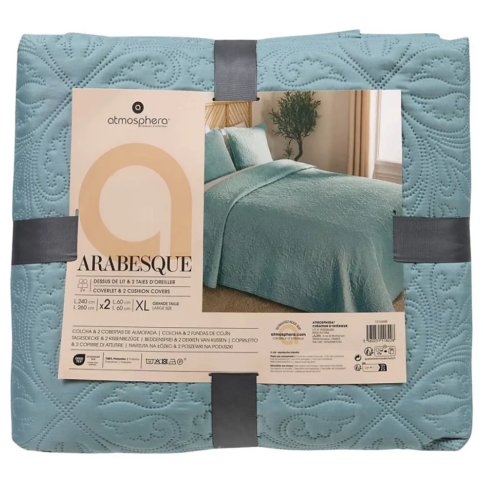Atmosphera Créateur D'Intérieur Dessus de lit Arabesque bleu minéral 260x240cm - Atmosphera Discount