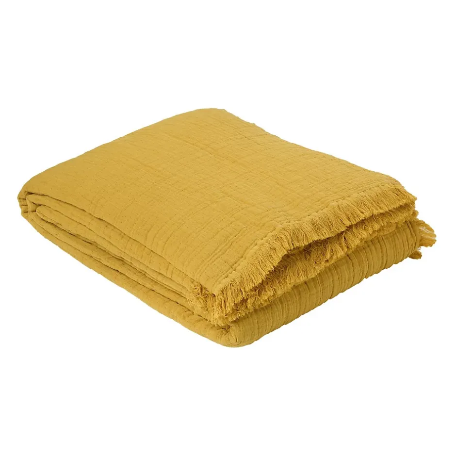 Dessus de lit gaze de coton (270x250 cm - Jaune Ocre) Hot