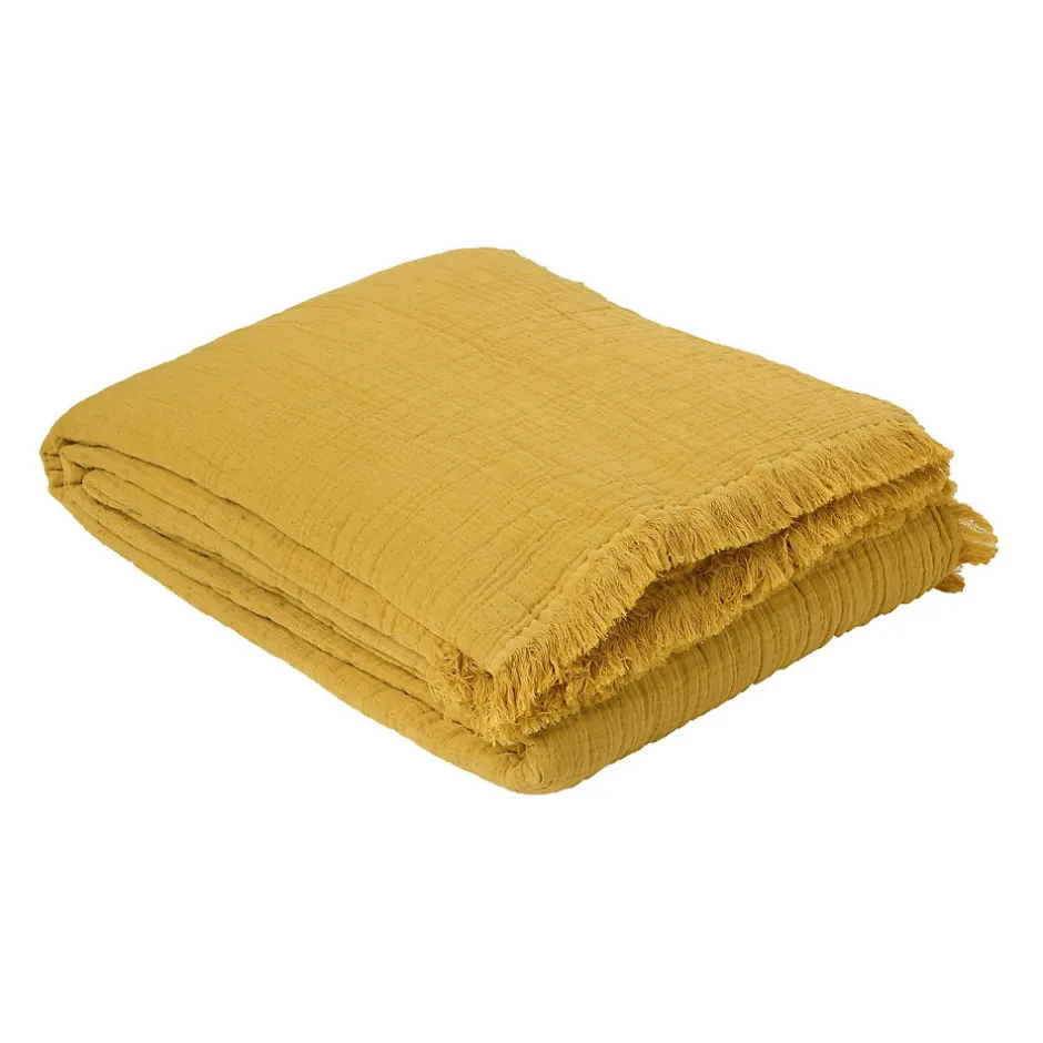 Dessus de lit gaze de coton (180x250 cm - Jaune Ocre)
