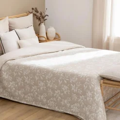 Atmosphera Créateur D'Intérieur Dessus de lit Nuvia beige lin 260x240cm - Atmosphera