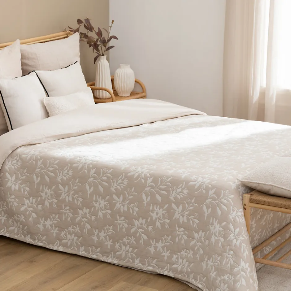 Atmosphera Créateur D'Intérieur Dessus de lit Nuvia beige lin 260x240cm - Atmosphera