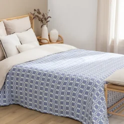 Atmosphera Créateur D'Intérieur Dessus de lit Nuvia bleu indigo 260x240cm - Atmosphera