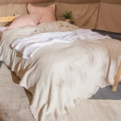 Linnea Dessus de lit réversible 230x250 cm JAIPUR en coton beige craie Outlet