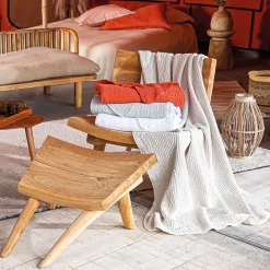 Linnea Dessus de lit réversible 270x250 cm JAIPUR en coton beige craie New