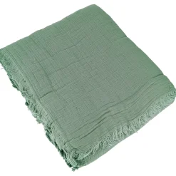 Linnea Dessus de lit 230x250 cm BREHAT 100% gaze de coton vert lichen