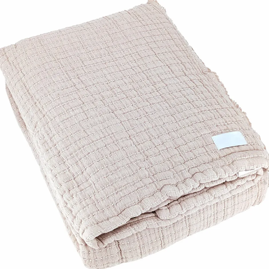 Linnea Dessus de lit 270x250 cm en coton lavé SEVILLE blanc latte