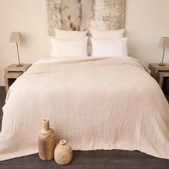 Linnea Dessus de lit 230x250 cm en coton lavé SEVILLE blanc latte Hot