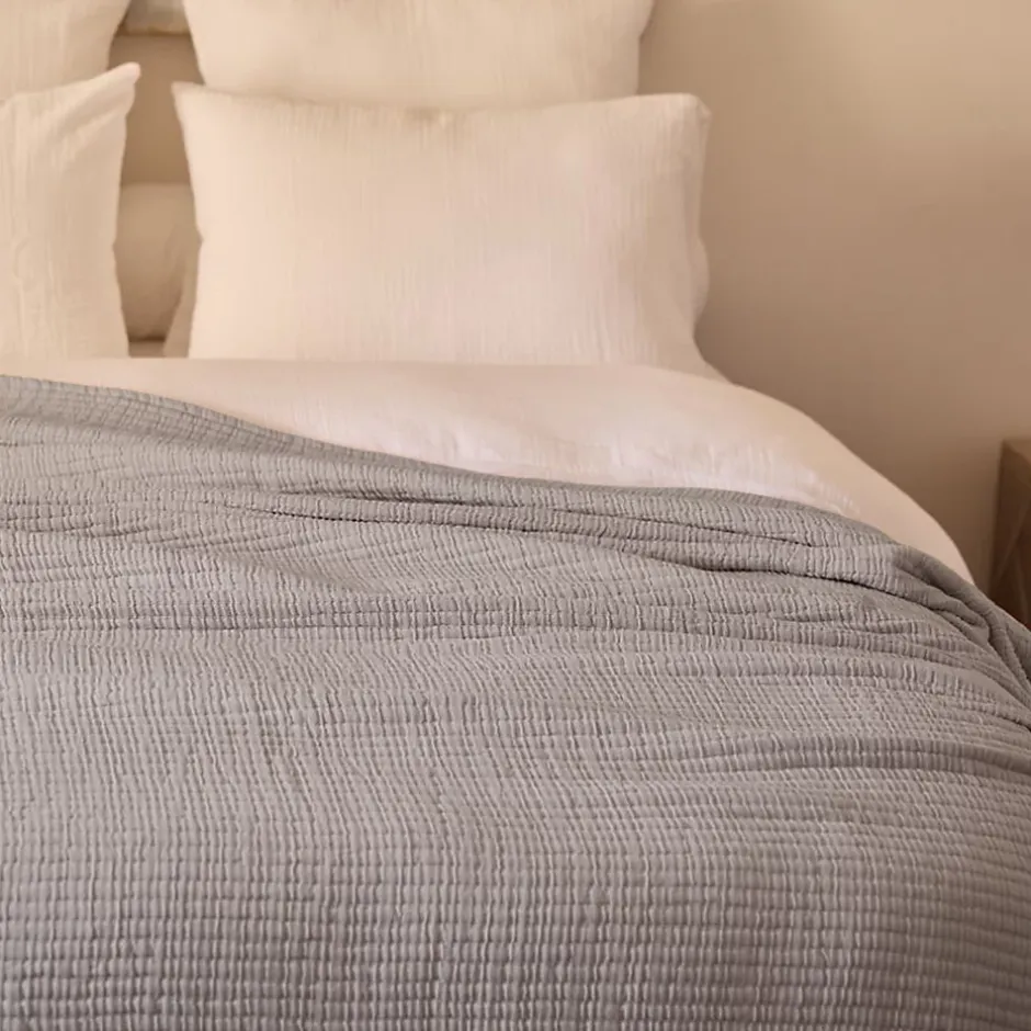 Linnea Dessus de lit 180x250 cm en coton lavé SEVILLE gris bronze