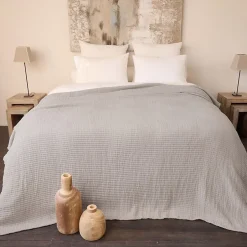 Linnea Dessus de lit 180x250 cm en coton lavé SEVILLE gris bronze