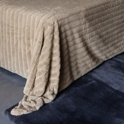 Linnea Dessus de lit 260x230 cm HERMINE fausse fourrure beige Naturel New