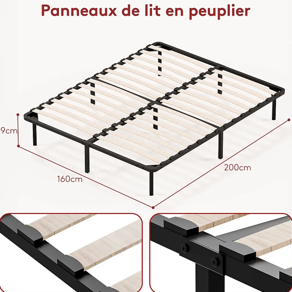 Teeno Dewinner Sommier à Lattes sur Pieds,Lit 2x14 Lattes,7 Pieds Inclus,160x200 CM Outlet