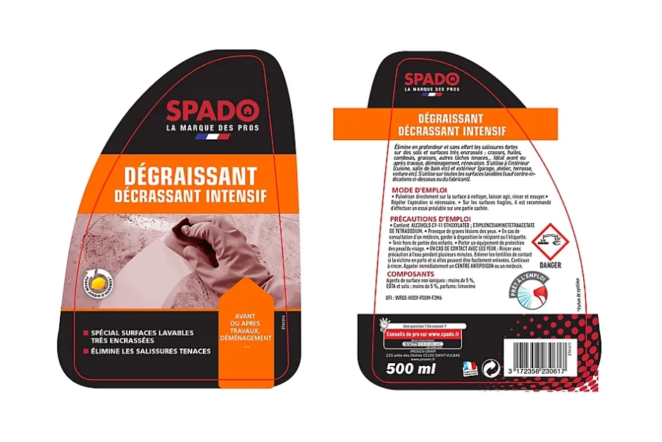 Spado Dégraissant décrassant intensif senteur jardin d'agrumes professionnel 500ml New