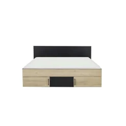 Diagone Lit adulte avec tiroirs de rangement - Chataignier et noir - 160 x 200 - SWIVEL New