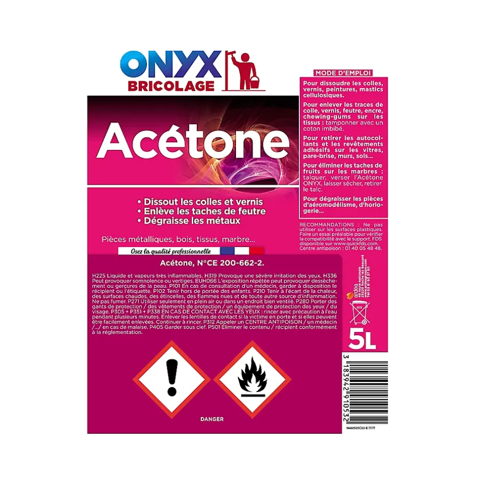 Onyx Dissolvant Acétone en bidon de 5 litres Best