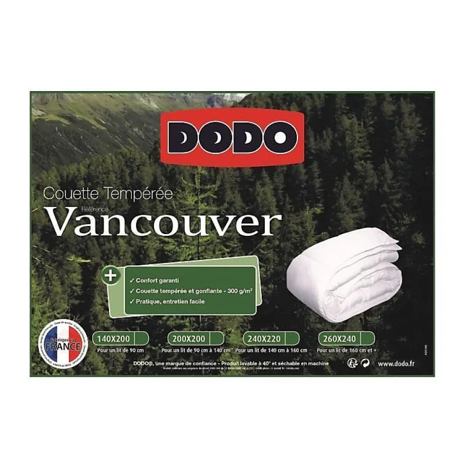 Dodo Couette tempérée Vancouver - 220 x 240 cm - Blanc Outlet
