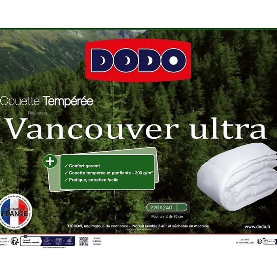 Dodo Couette tempérée Vancouver - 220 x 240 cm - Blanc Outlet