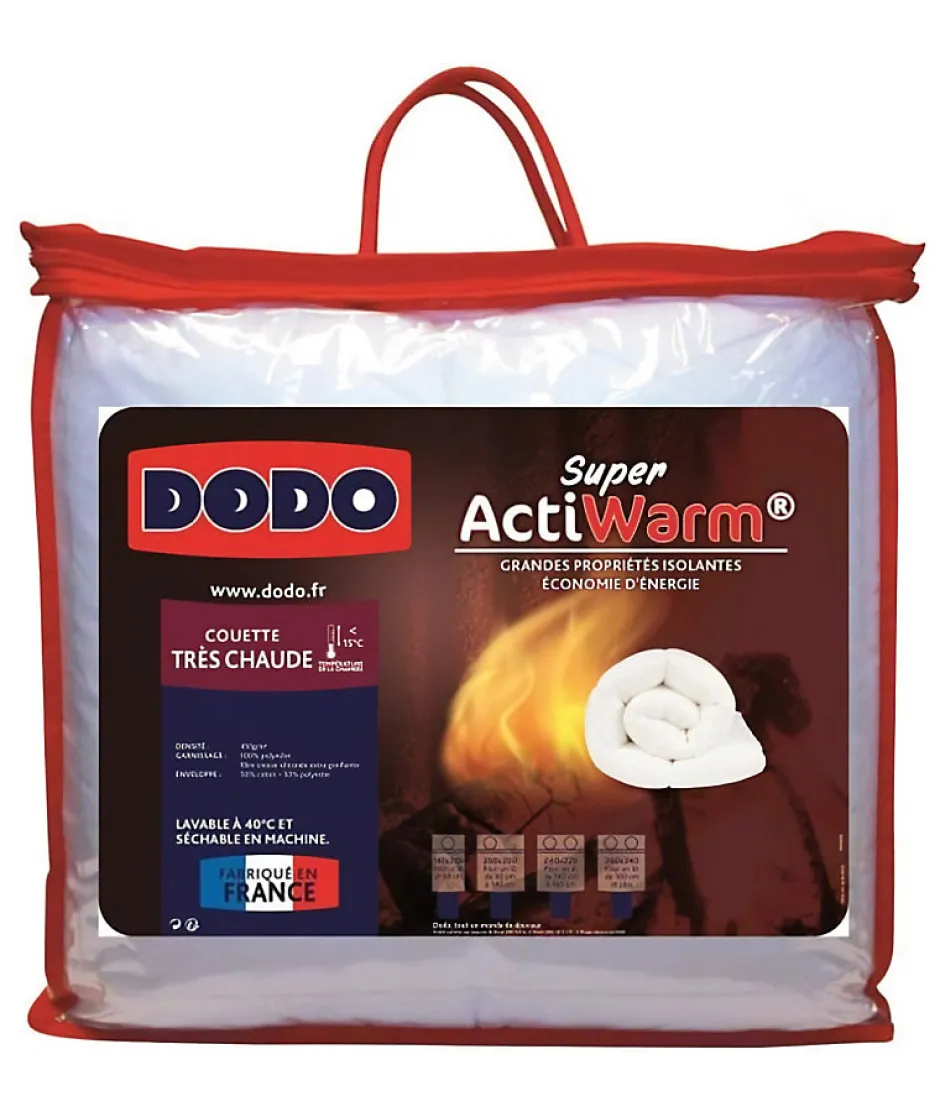 Dodo Couette tres chaude SUPER ACTIWARM - 450 g / m² - 220 x 240 cm - Blanc