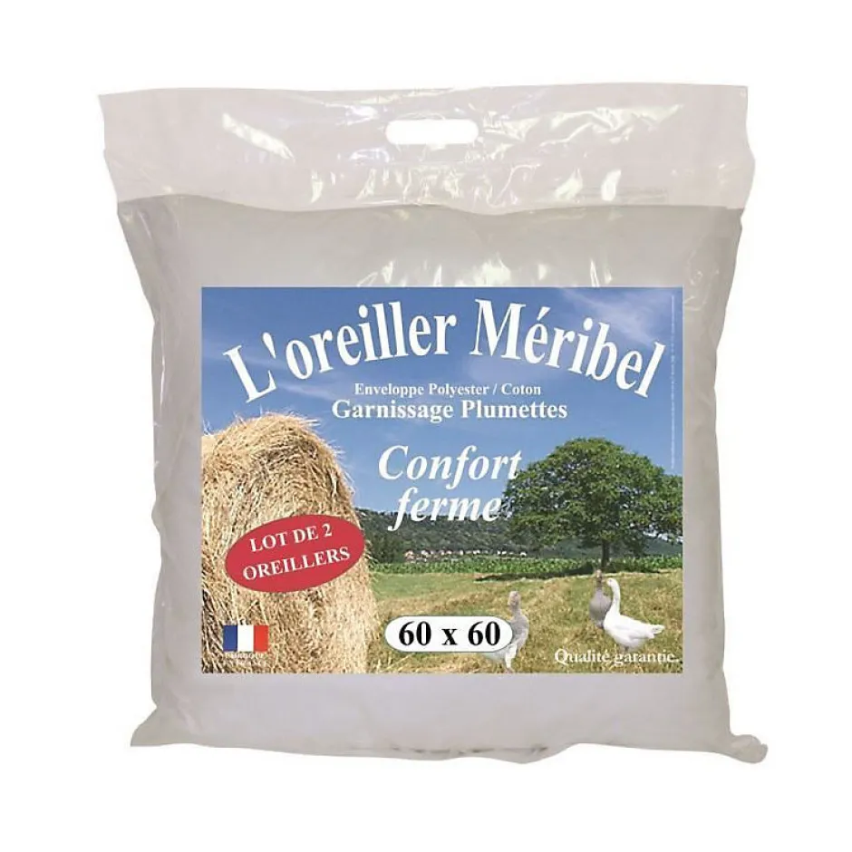 Dodo Lot de 2 Oreillers MERIBEL Plumettes 60x60cm