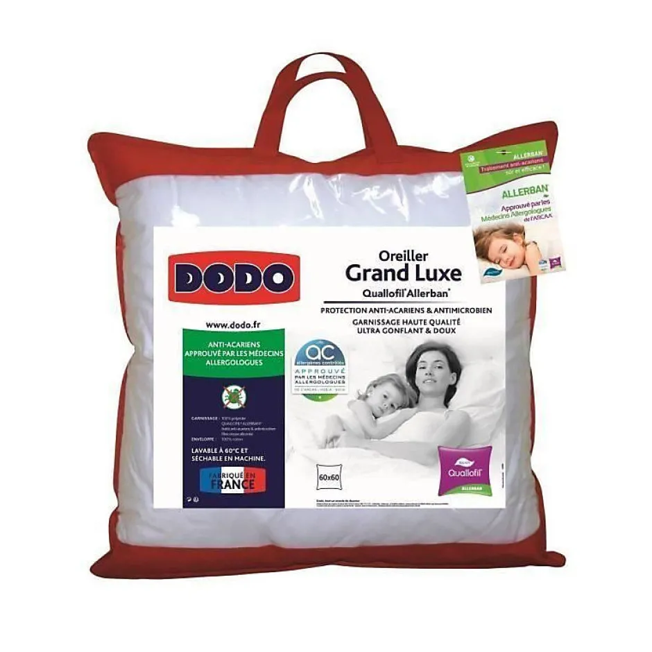 Dodo Oreiller Grand luxe Quallofil Allerban - 60 x 60 cm - Blanc