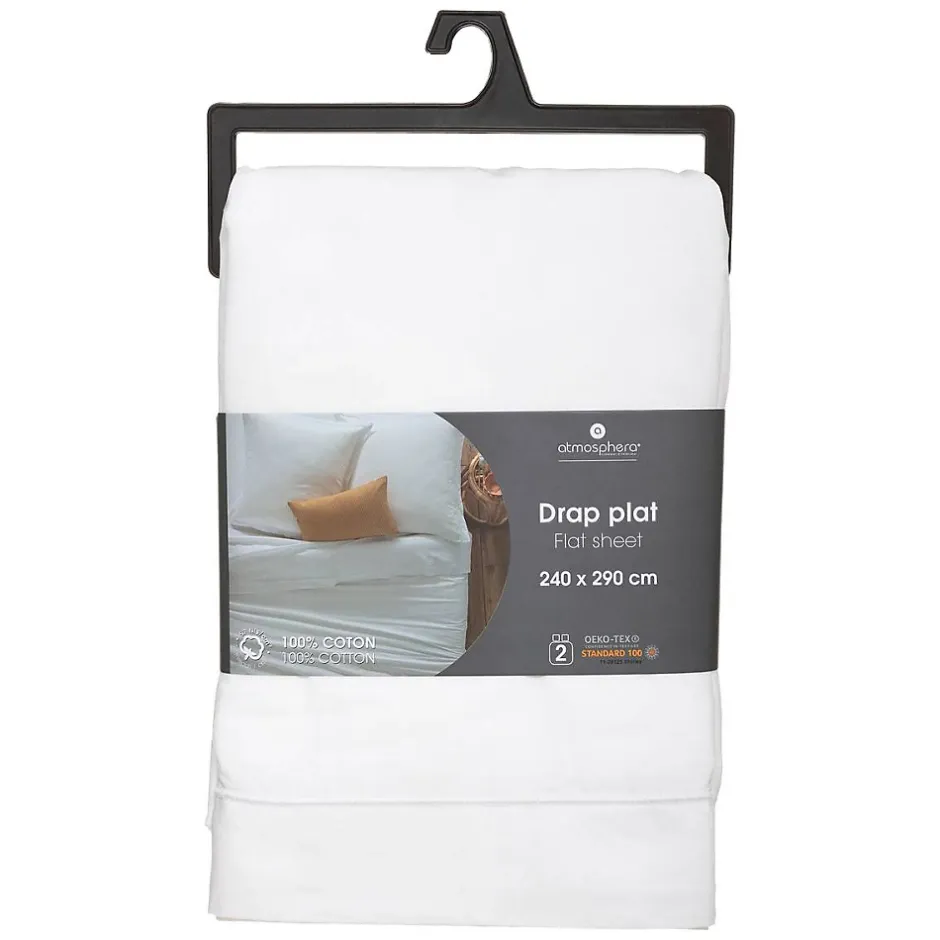 Atmosphera Créateur D'Intérieur Drap en coton - blanc 240x290 cm - Atmosphera