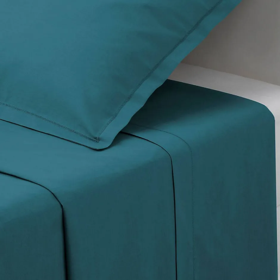Atmosphera Créateur D'Intérieur Drap en coton - bleu canard - 180x290 cm - Atmosphera