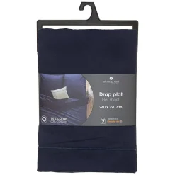 Atmosphera Créateur D'Intérieur Drap en coton - bleu encre 240x290 cm - Atmosphera Outlet